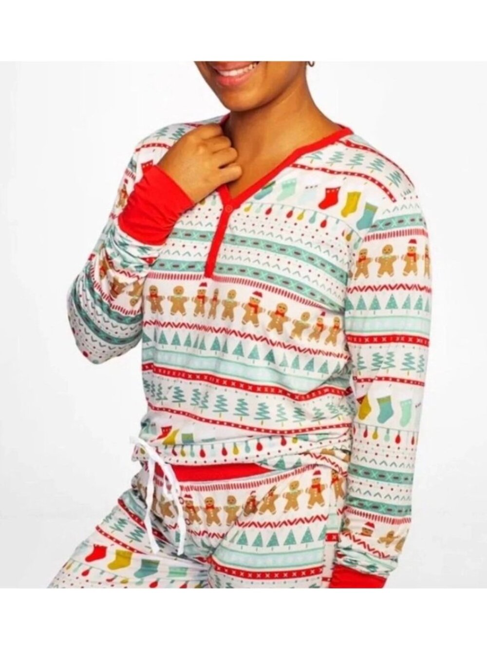 LITTLE SLEEPIES gingerbread fair isle bamboo pajama top size XL